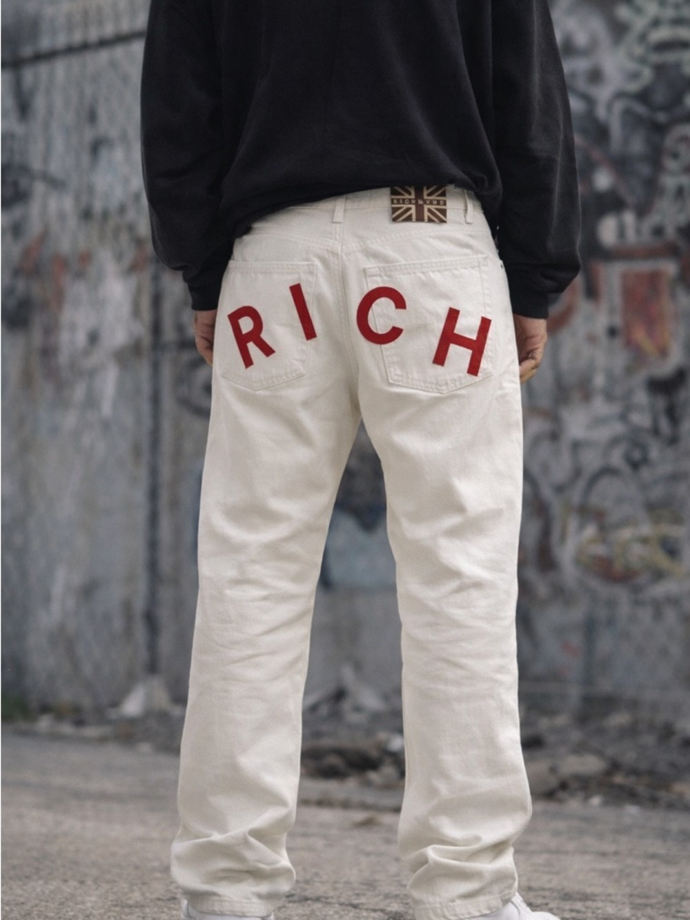 John Richmond RICH Spell-Out White Jeans Italian Y2K Designer Denim NWT Size 30